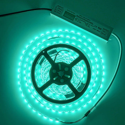 NIYIPXL LED driver connected to a 12V LED strip for outdoor lighting.