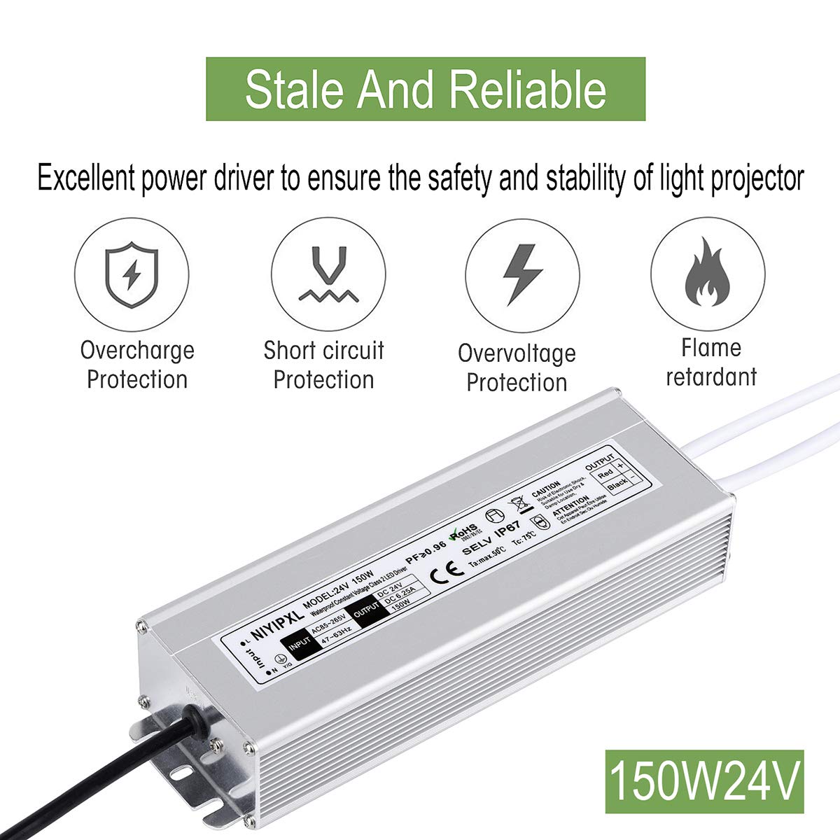 NIYIPXL IP67 waterproof metal housing withstands outdoor LED projects.