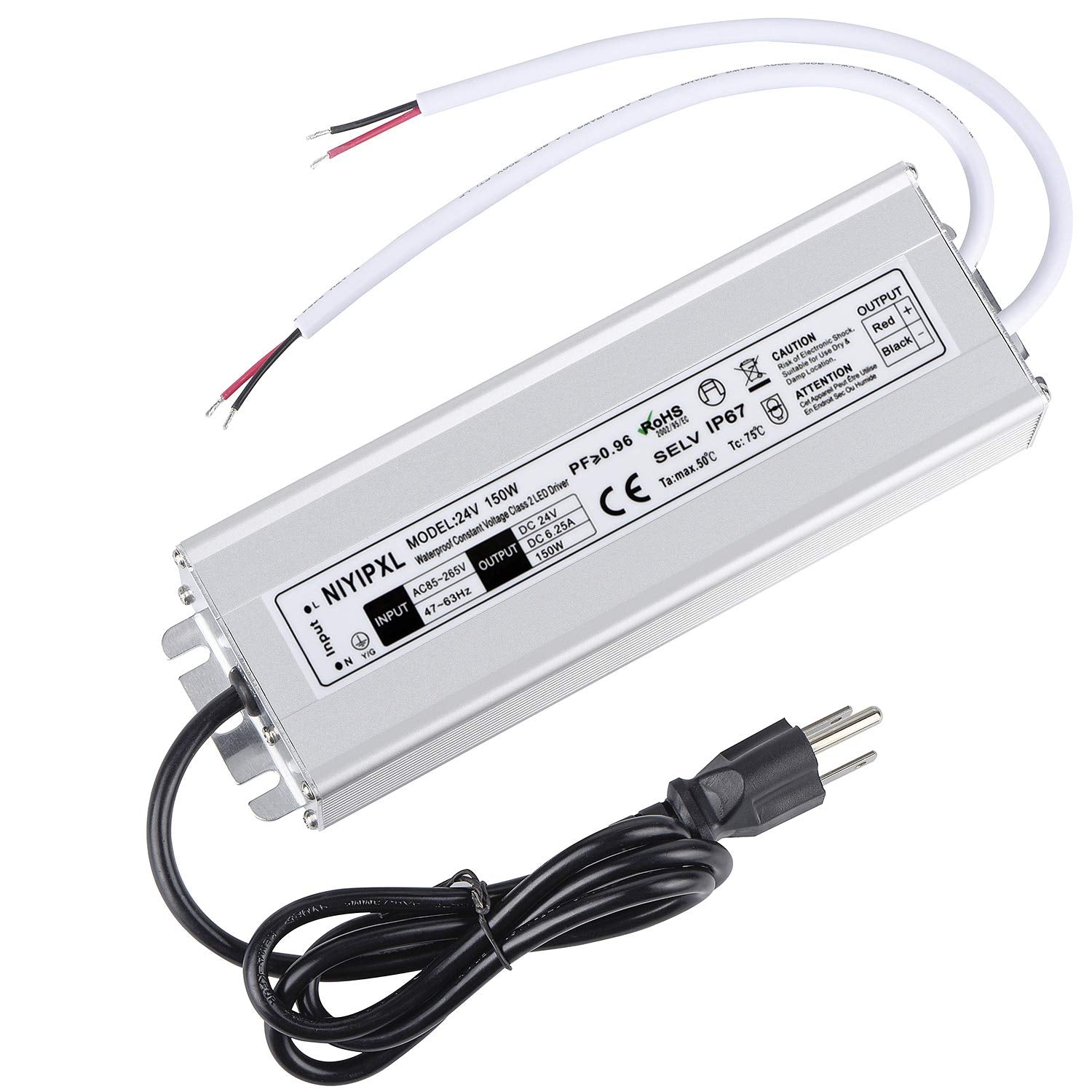 NIYIPXL LED Driver 150W 24V output powers 24V LED setups reliably.