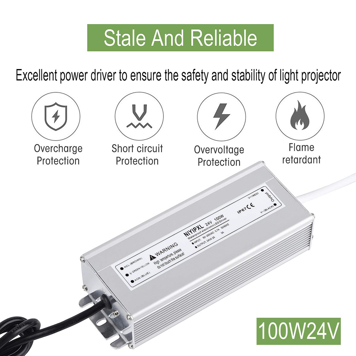 NIYIPXL LED Driver IP67 housing shown for rugged outdoor use.