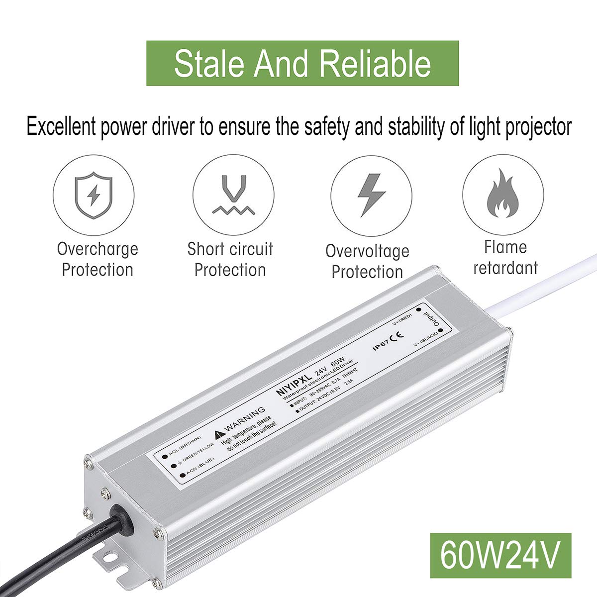 NIYIPXL LED Driver aluminum housing showing heat dissipation design