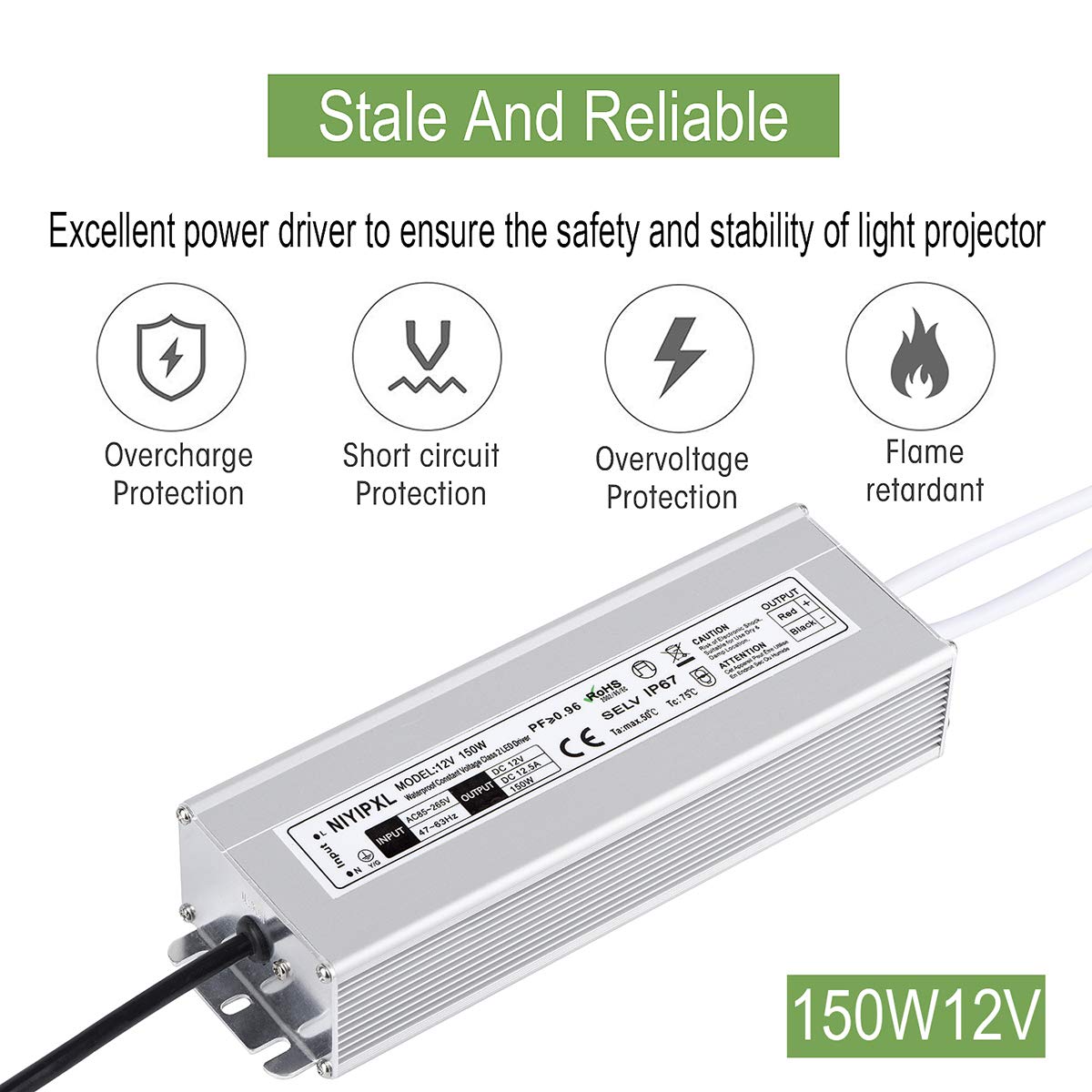 NIYIPXL wide input range supports 85-265V AC for flexible power sources.