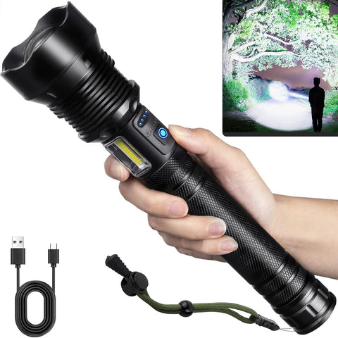 NJ FOREVER flashlight with 3000 lumens front view for outdoor visibility