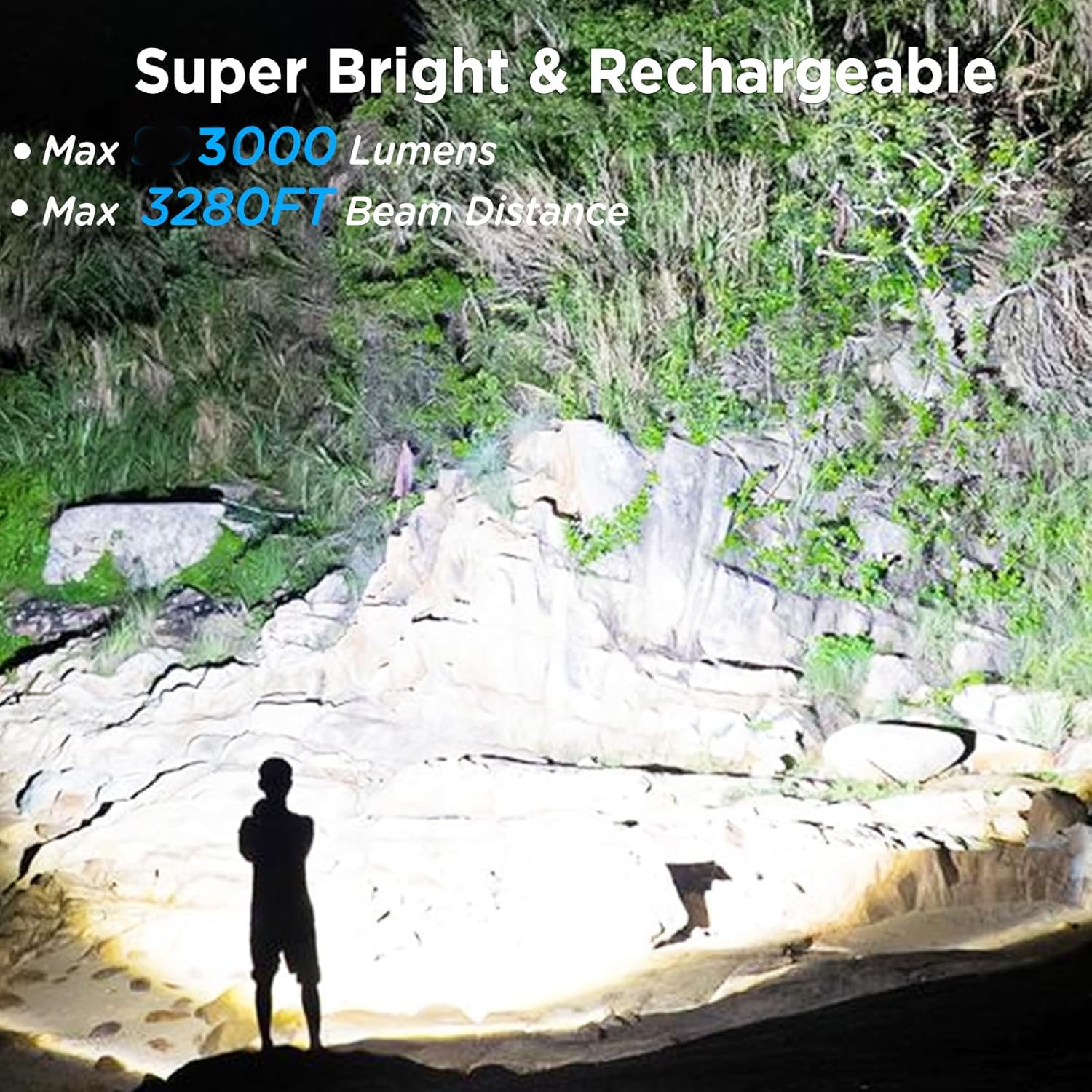 NJ FOREVER flashlight USB charging cable and battery accessory set
