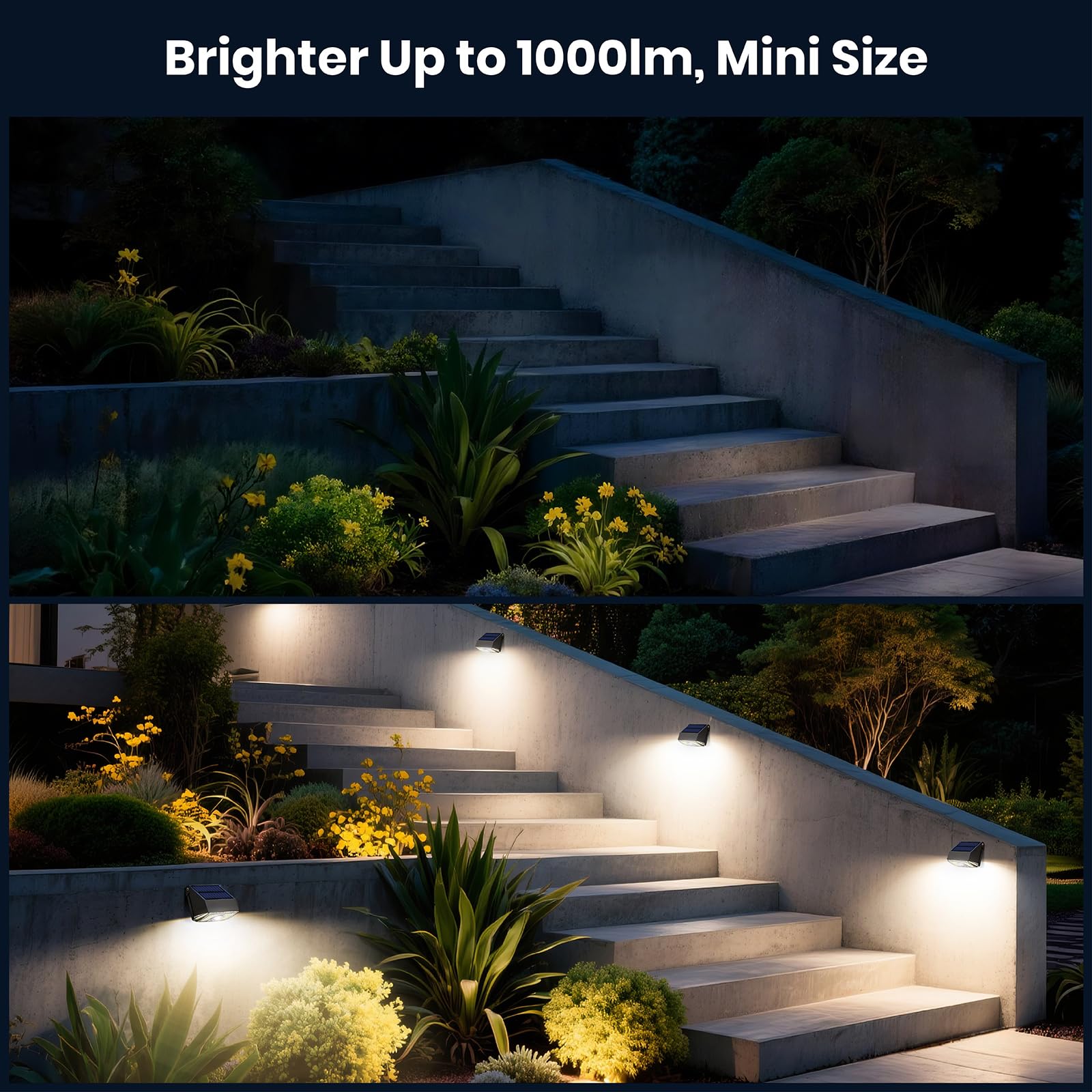 NJOYNOOK solar wall light for deck and path lighting with broad coverage.