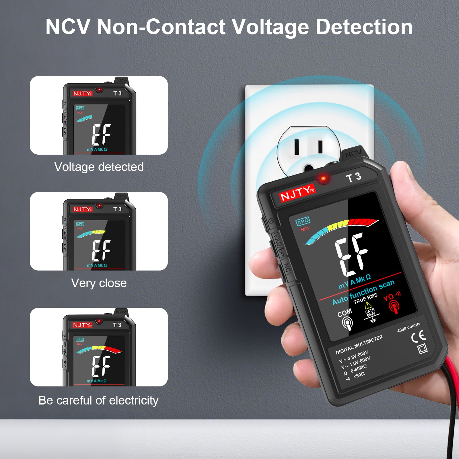 NJTY T3 3.2-inch color LCD display makes readings easy.