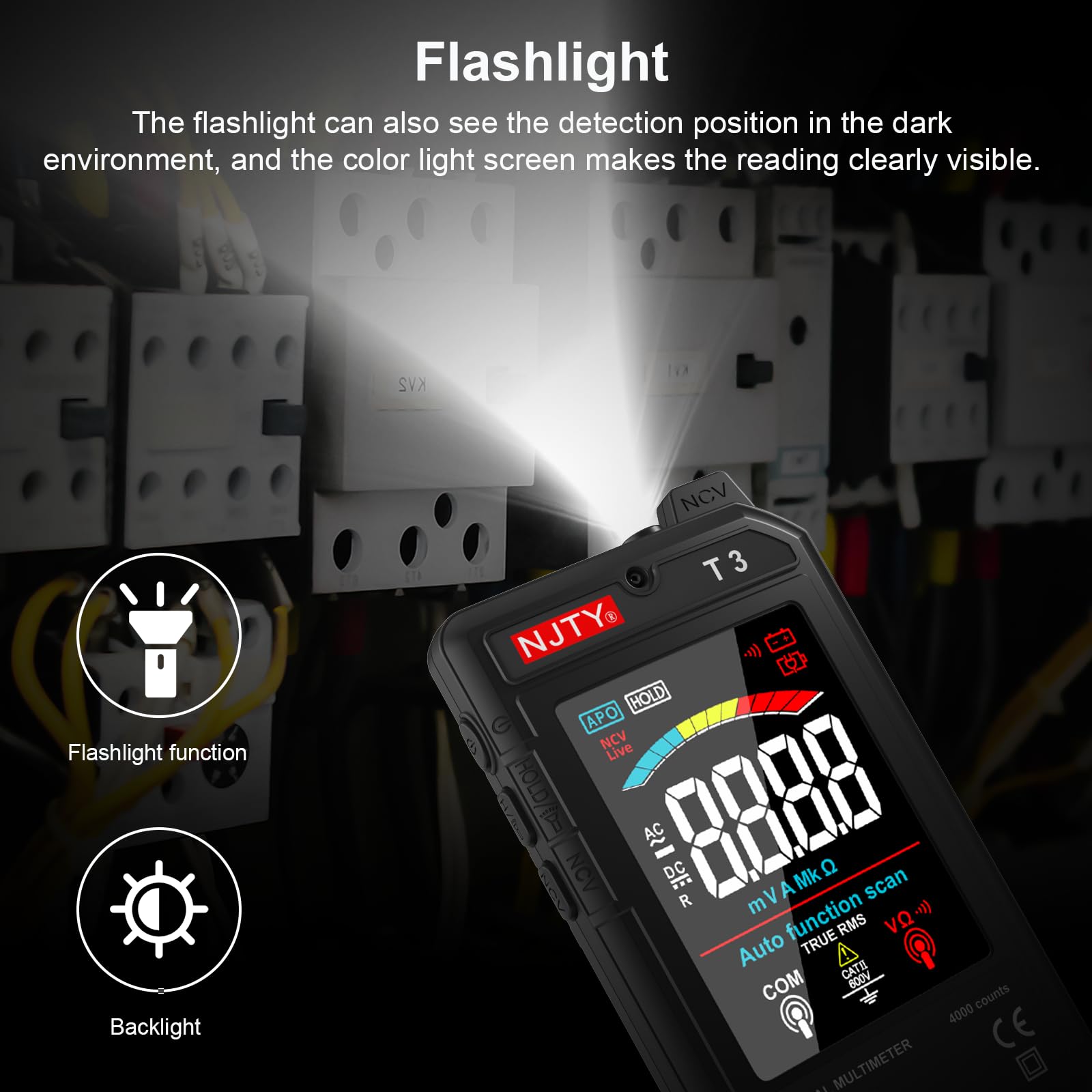 NJTY T3 safety buzzer and NCV indicators enhance operation safety.
