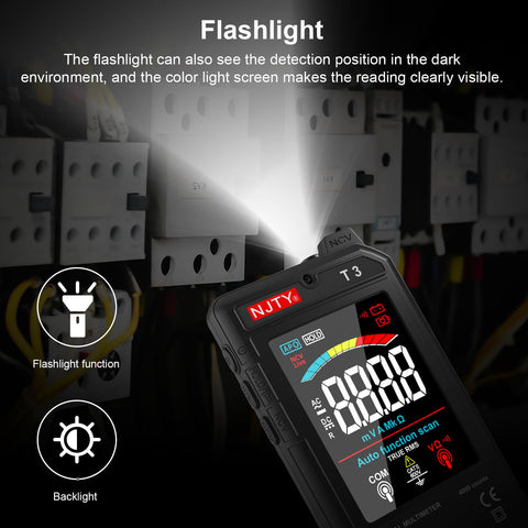 NJTY T3 safety buzzer and NCV indicators enhance operation safety.