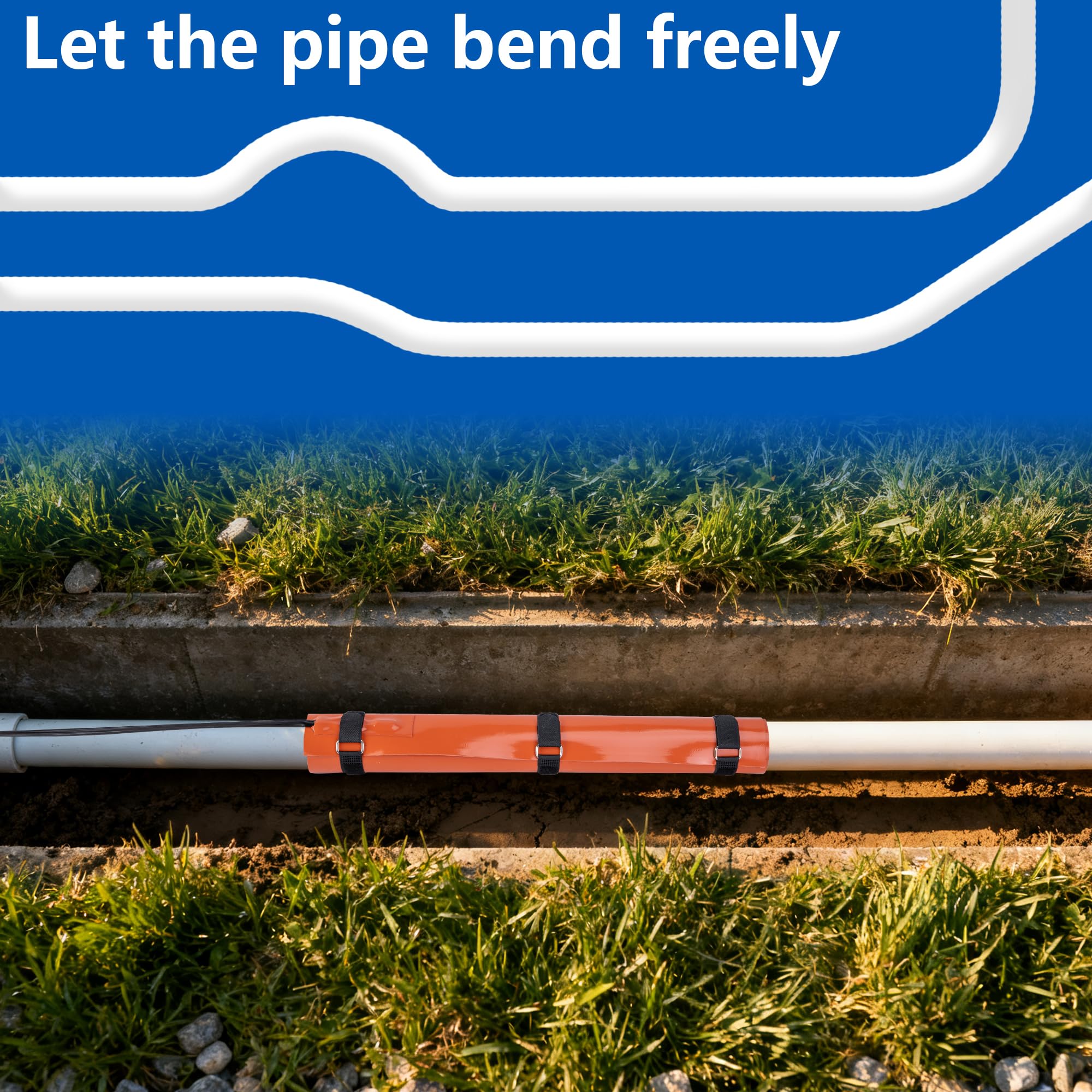 Heat blanket footprint covers 17 by 8.6 inches for standard pipes