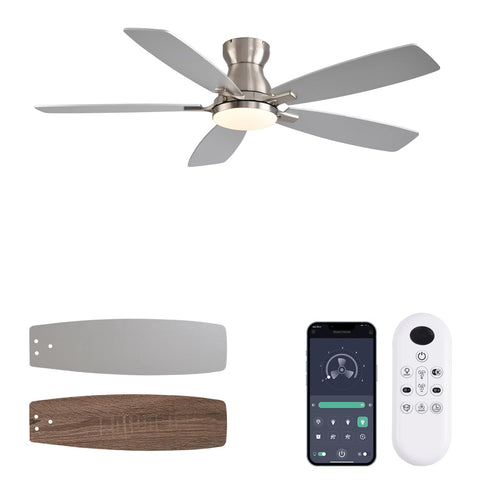 NKPU 52-inch flush mount fan with remote for easy room cooling.