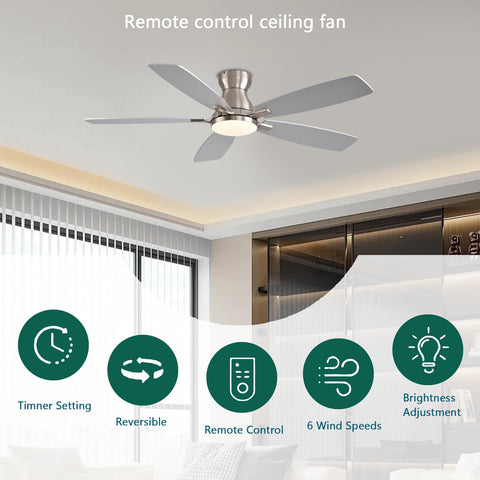 NKPU low-profile nickel finish fits tight ceilings.