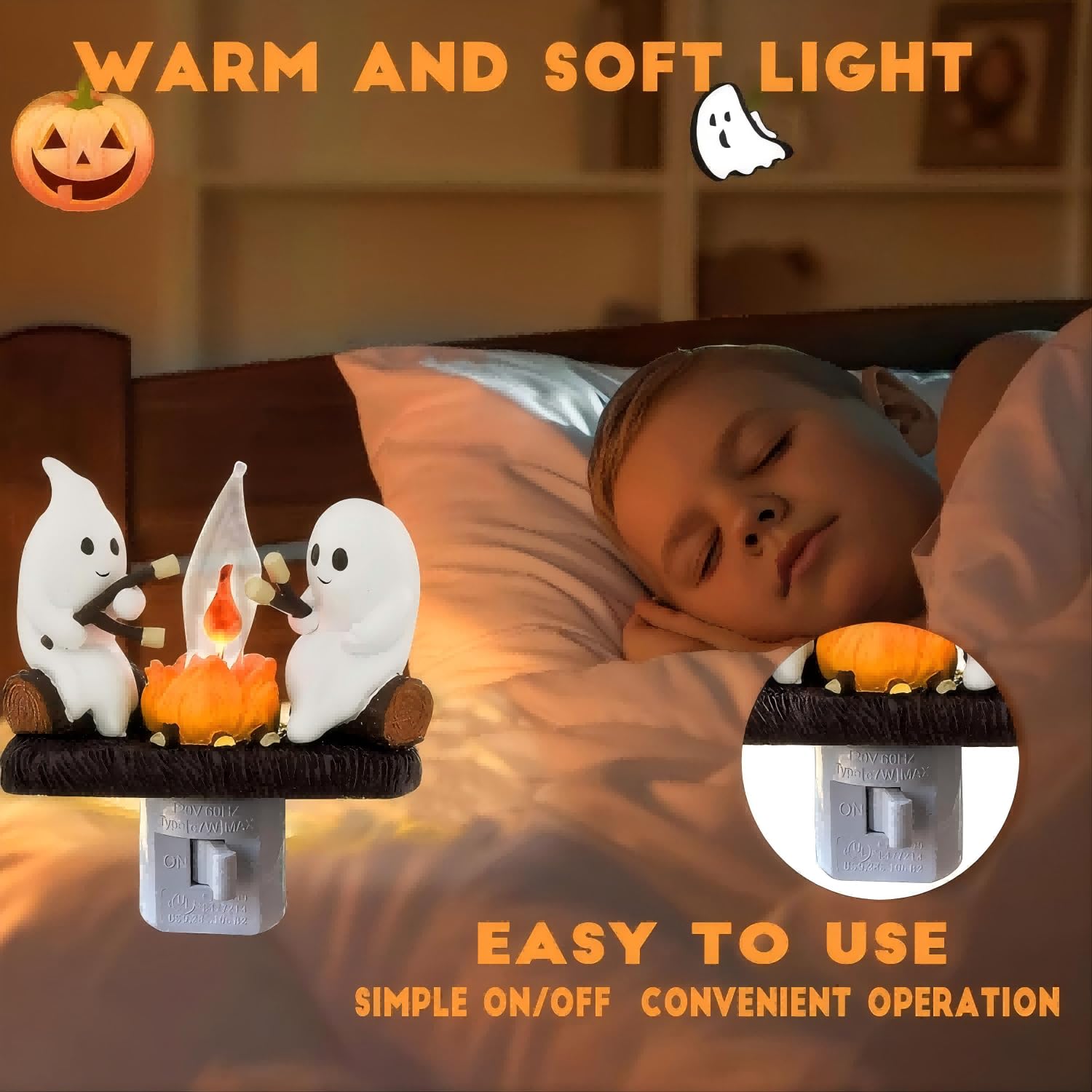 nlaa Durable black base nightlight designed for long-lasting Halloween decor.