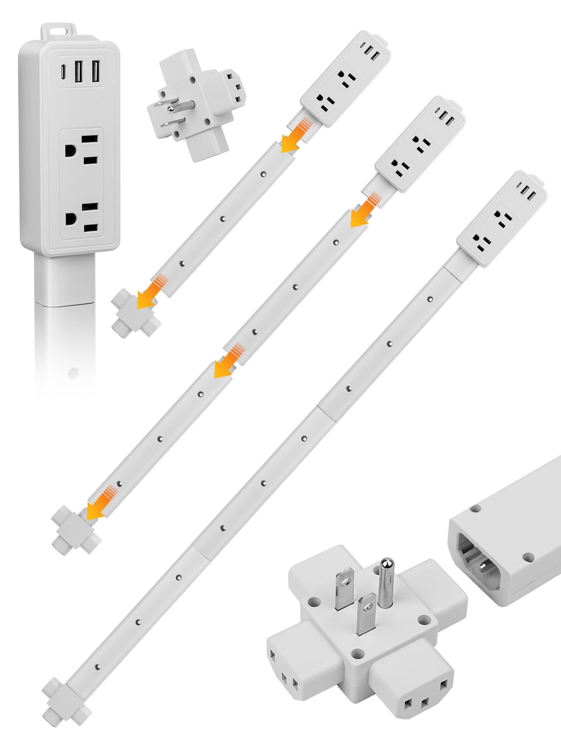 NLMRXI outlet extender stick extended to reach behind furniture for easy access