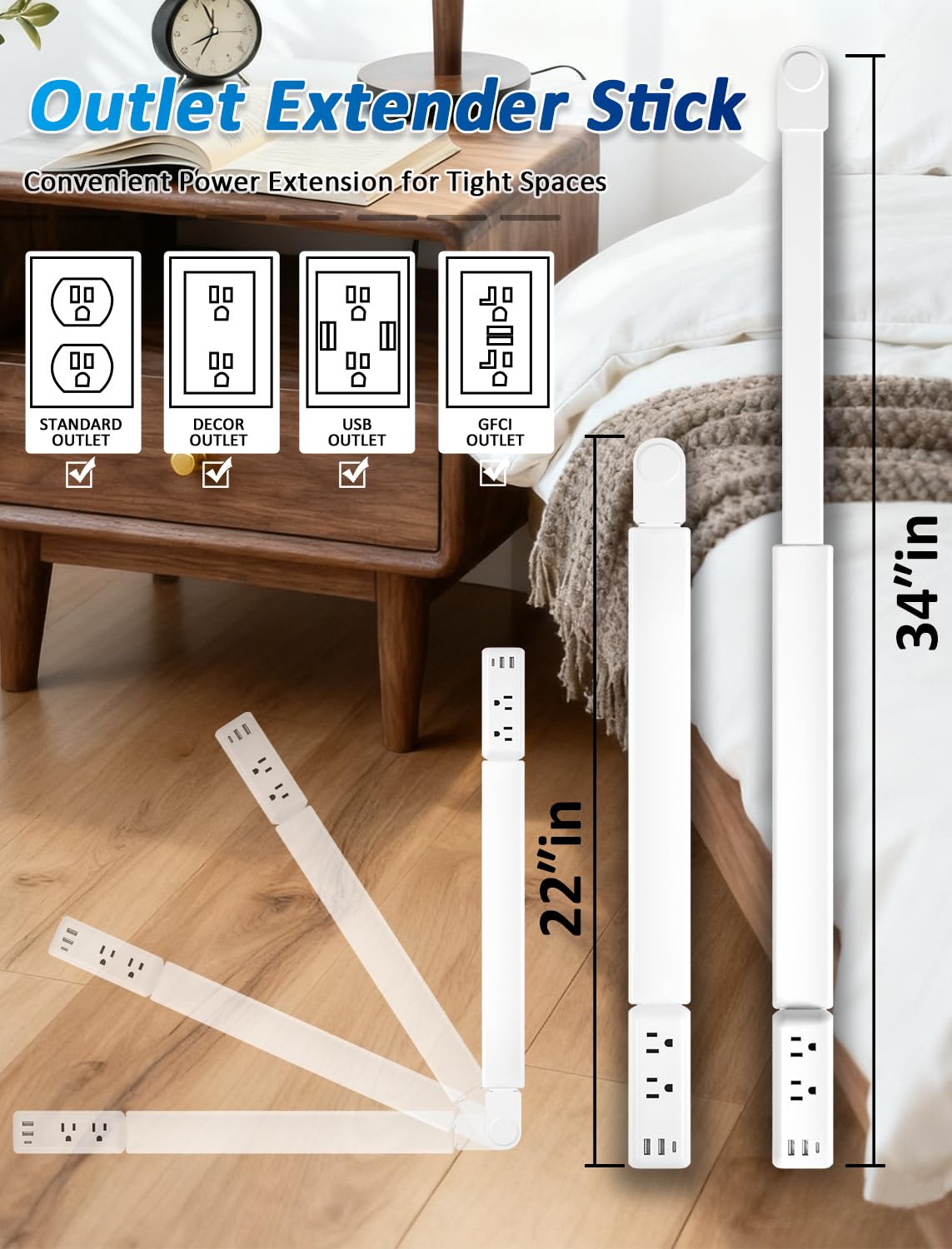 NLMRXI two AC outlets provide versatile charging at desk or bedside