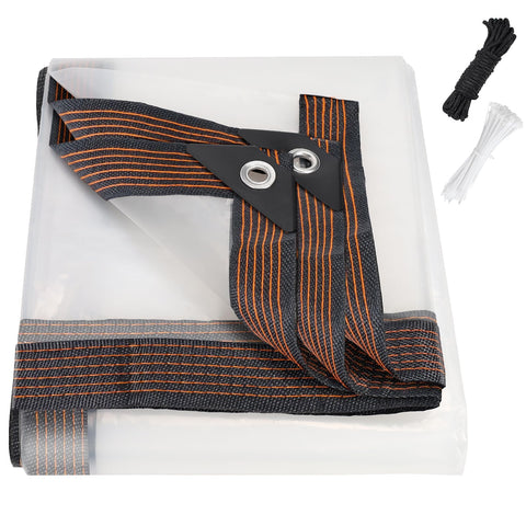 NNG 8x10ft clear tarp overview shows a clear outdoor cover for visibility and protection.