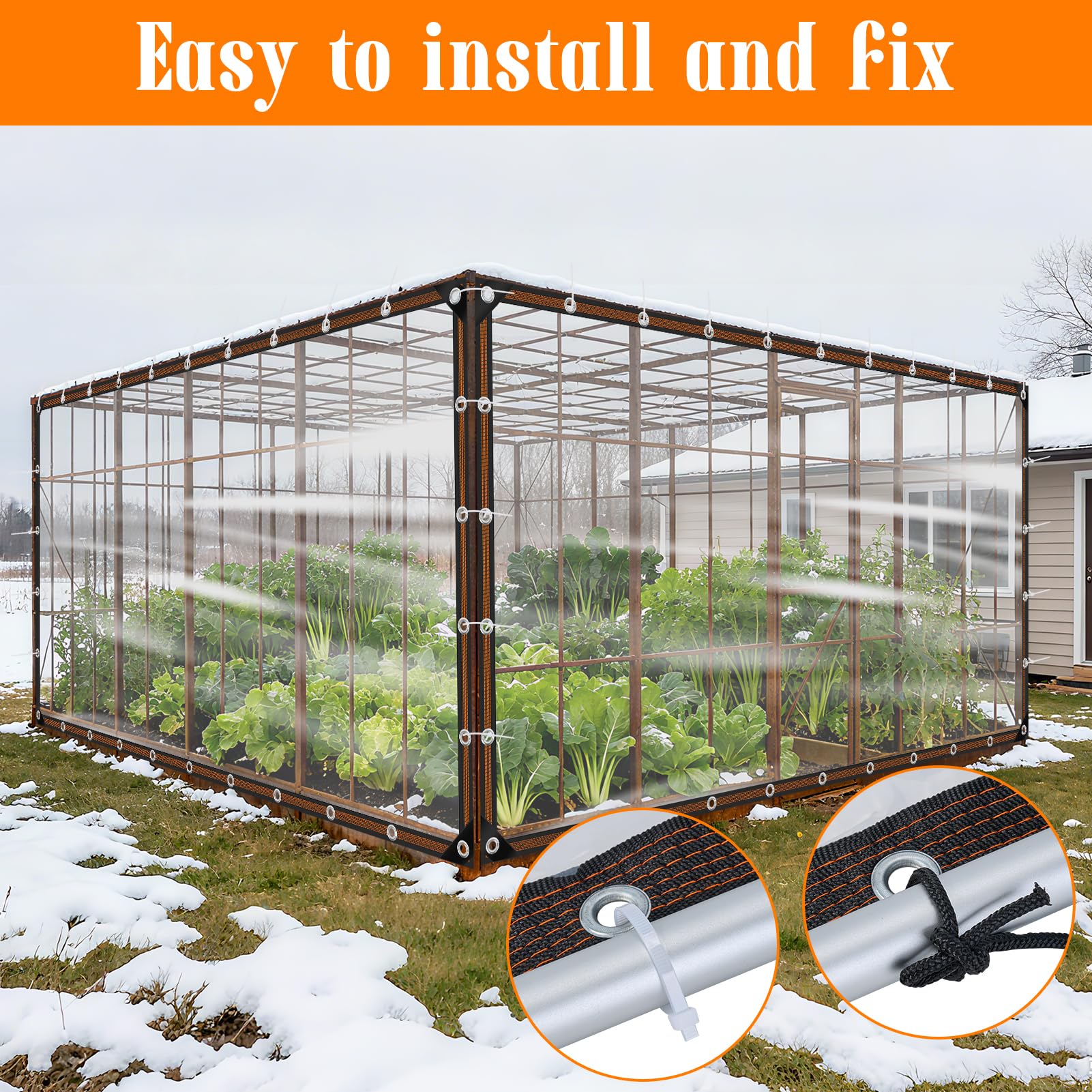 NNG transparent tarp ideal for patio enclosures and light passage.