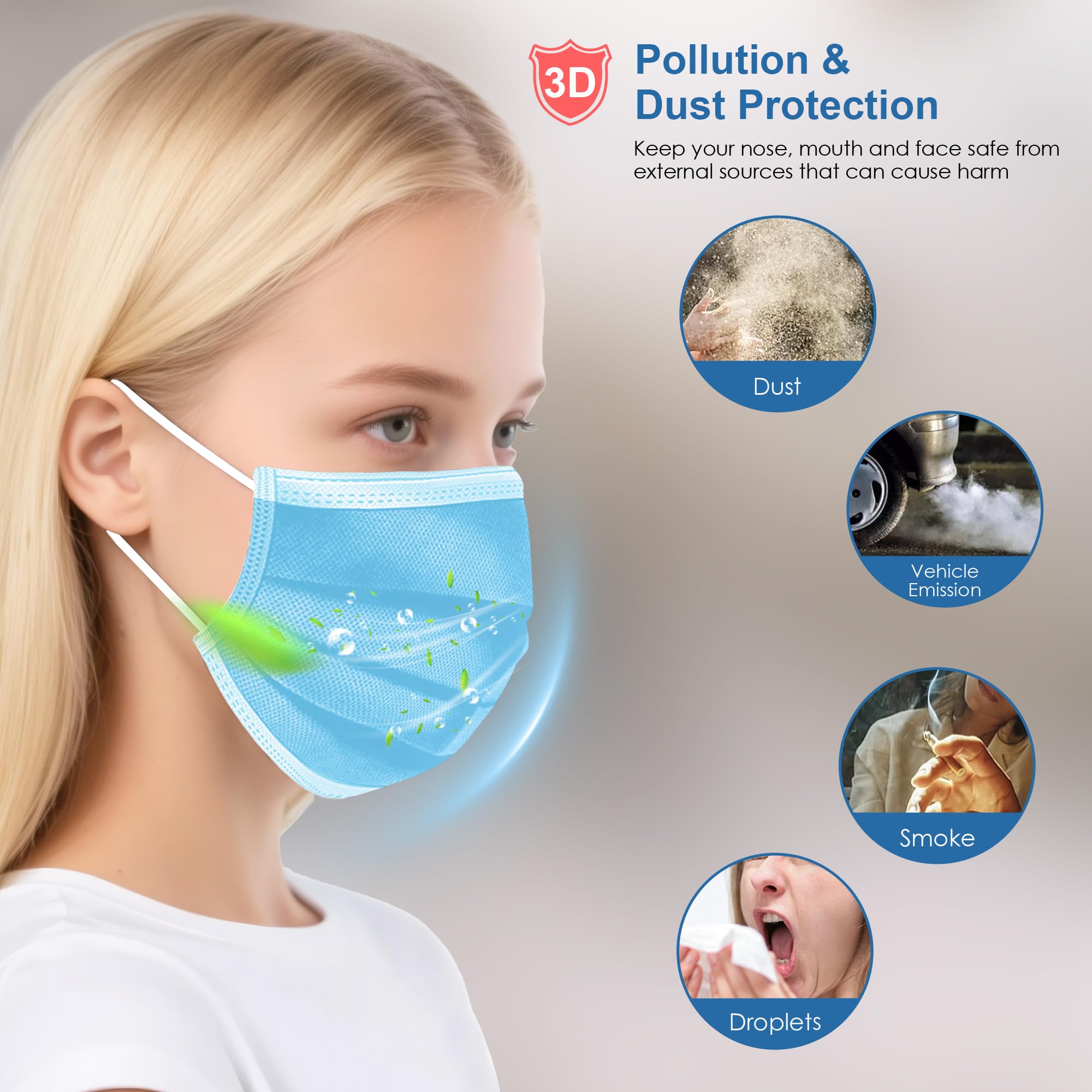 NNPCBT blue masks folded flat for compact storage.