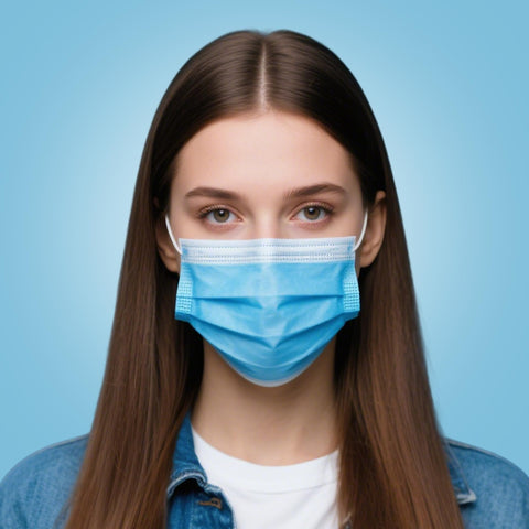 NNPCBT blue disposable masks for daily use at home, work, and outdoors.
