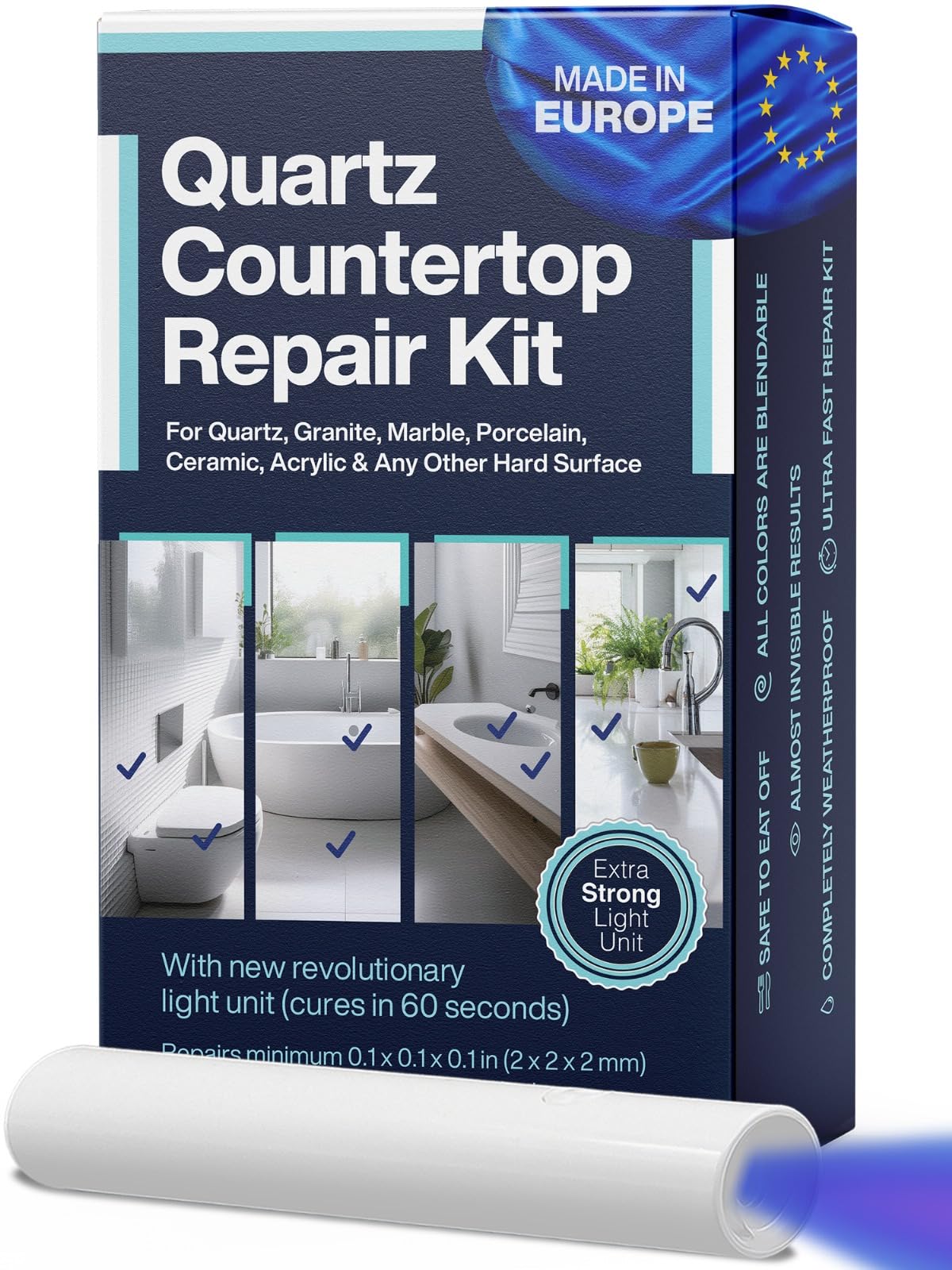 NNREPAIR quartz countertop repair kit fixing chips for a seamless surface.