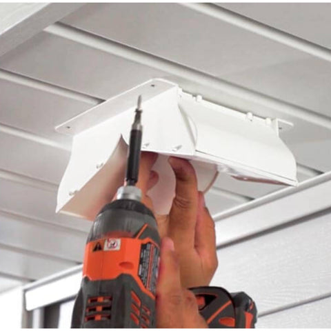 Bathroom exhaust installation using No-Pest Vent for controlled airflow.