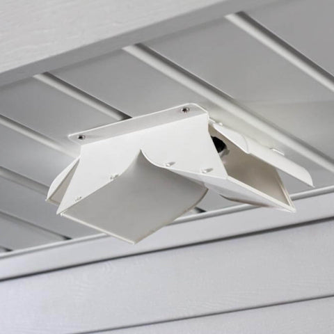Close-up of No-Pest Vent dual-door design preventing back drafts and cold ingress.