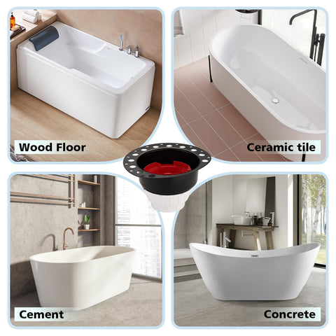 Noarixa versatile kit works with freestanding, floor, island, and copper tubs.