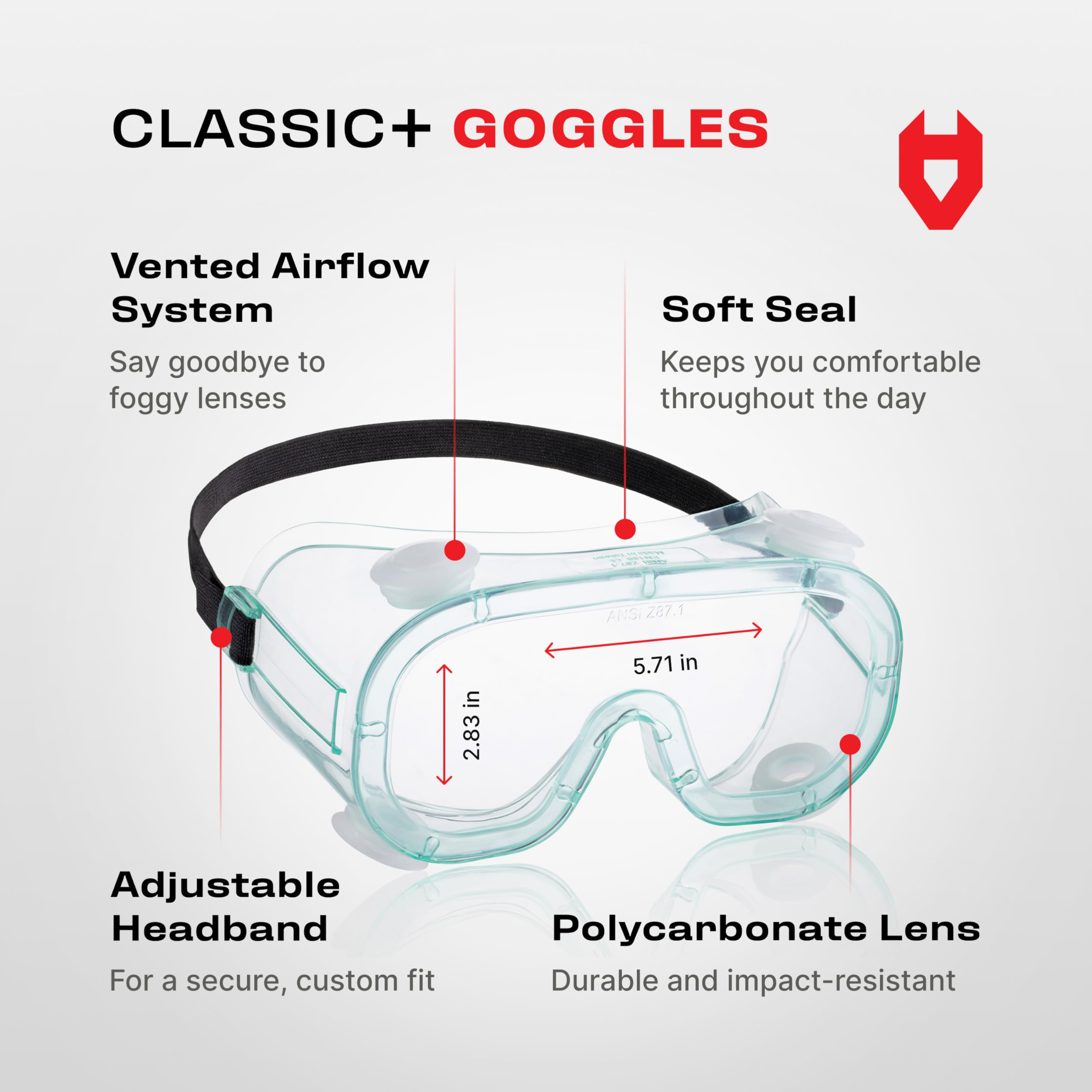 NoCry anti-fog coating provides a clear view through the lenses.