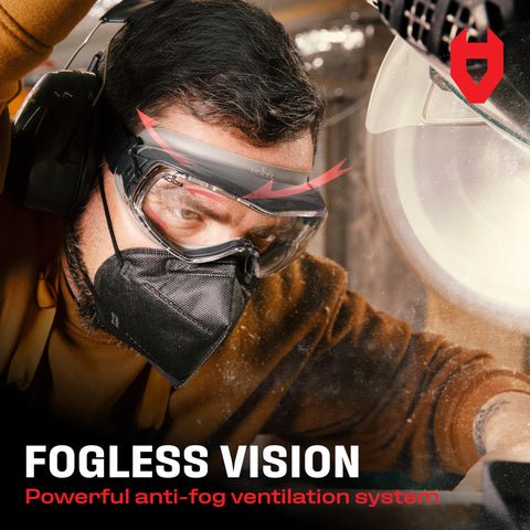 NoCry goggles offer scratch resistant coating to stay clear during tasks.