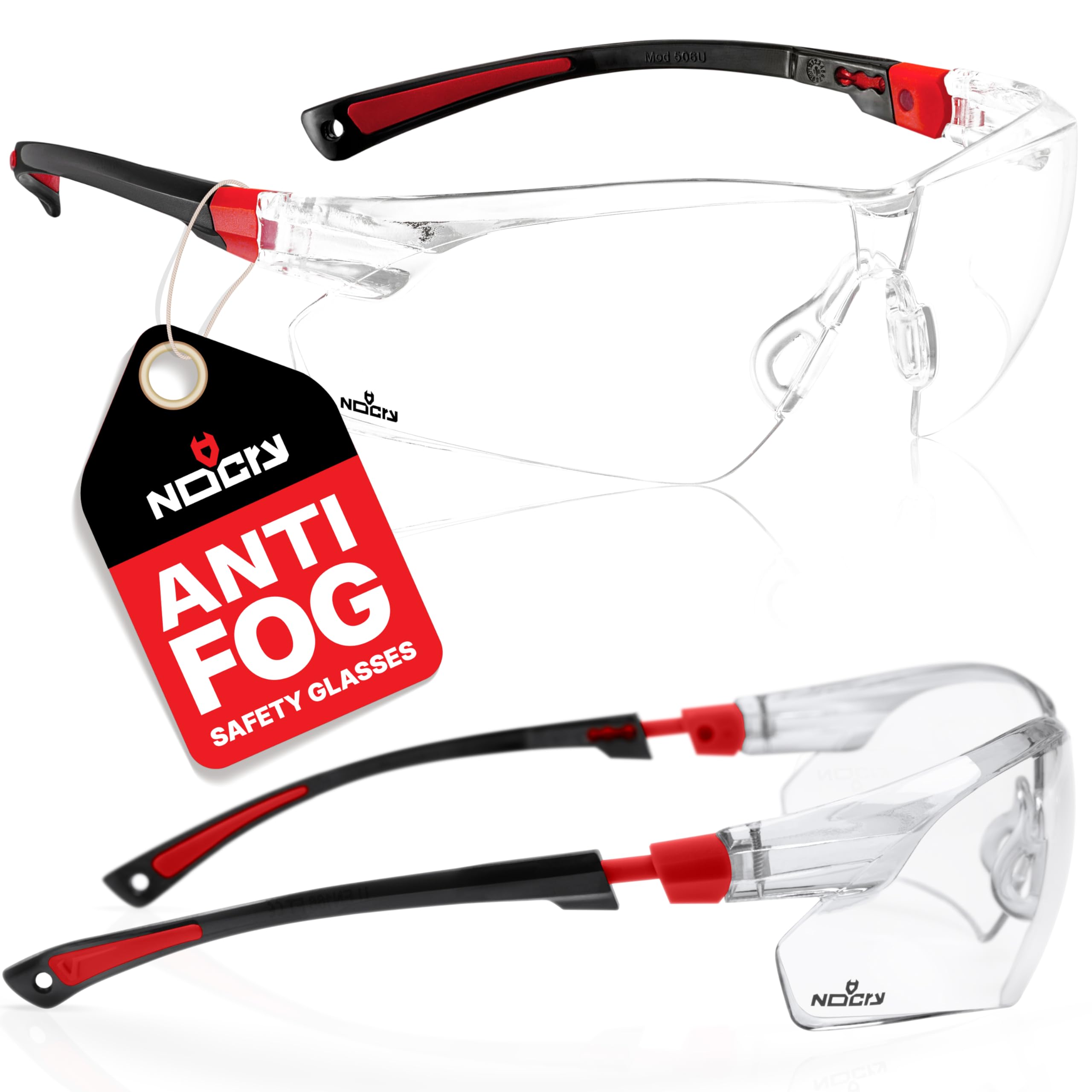 NoCry clear safety glasses wraparound front provide comprehensive eye protection.