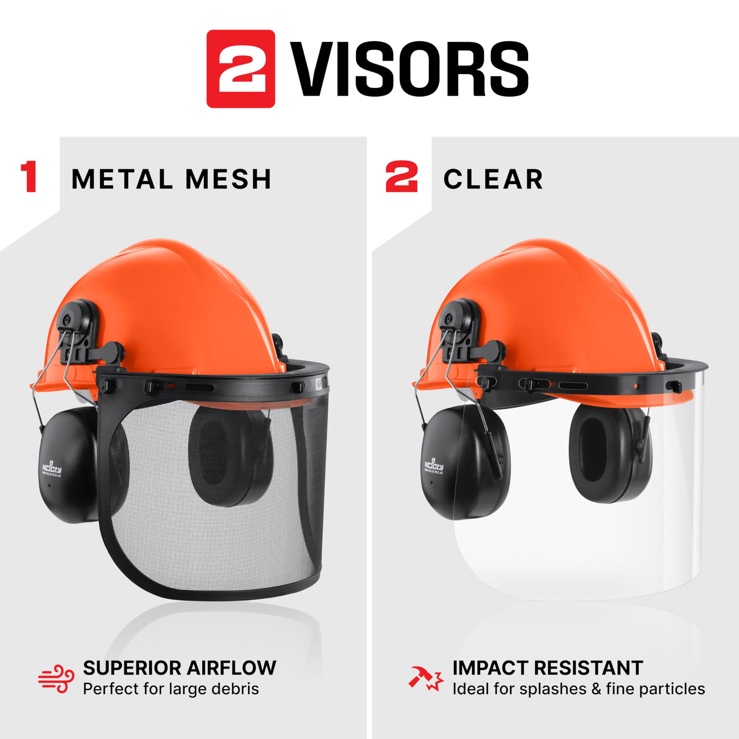 NoCry ear muffs rated 25-9dB SNR for noise reduction during cutting