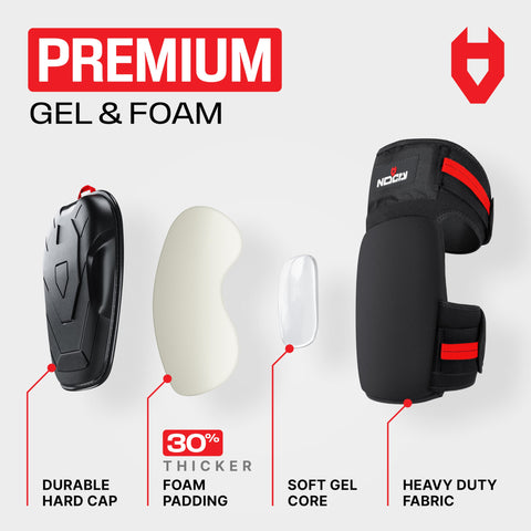 NoCry knee pads with adjustable neoprene straps for secure fitting.