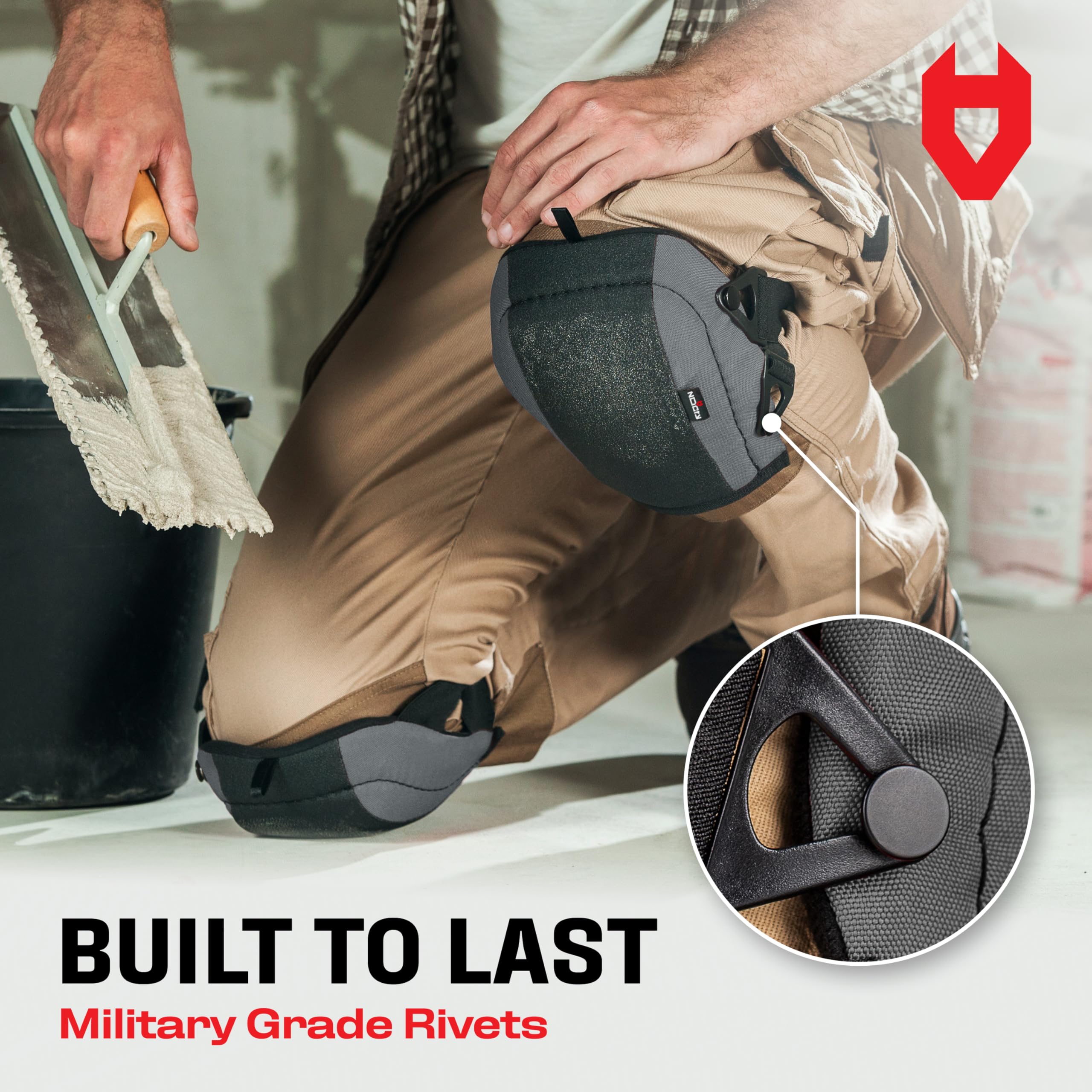NoCry knee pads in use during gardening and flooring tasks.
