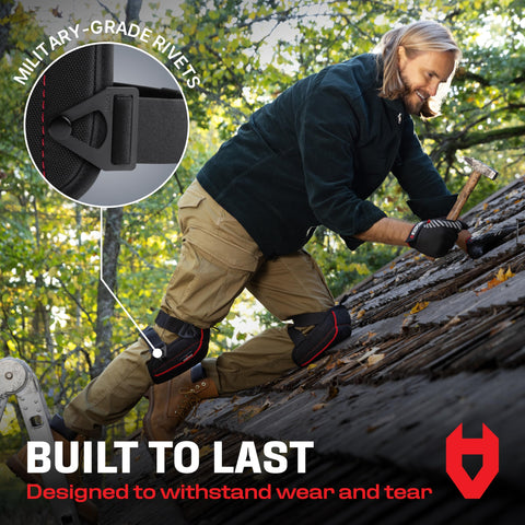 NoCry knee pads include a hang-loop for quick storage between tasks.