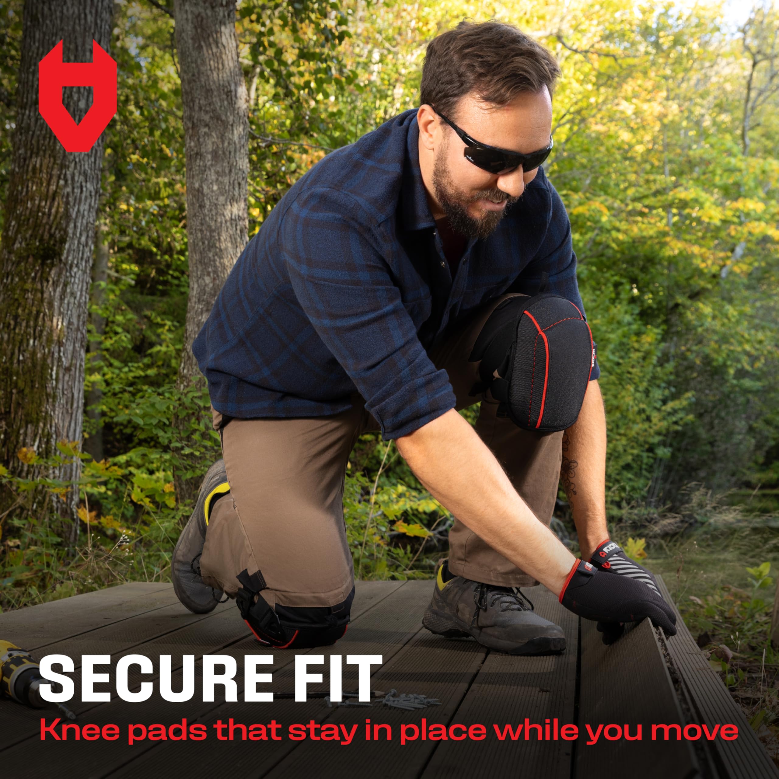 NoCry non-slip leather surface protects floors while keeping pads steady during installation.