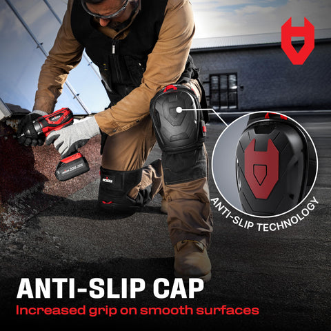 NoCry knee pads demonstrating reinforced pull loops for quick adjustments.