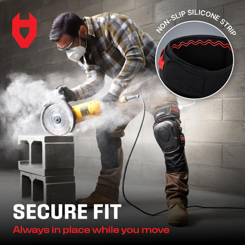 NoCry knee pads highlighting the silicone strip for a secure fit.