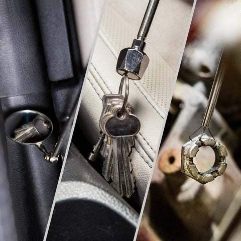 NoCry magnet-on-a-stick with 16lb pull gripping a dropped bolt