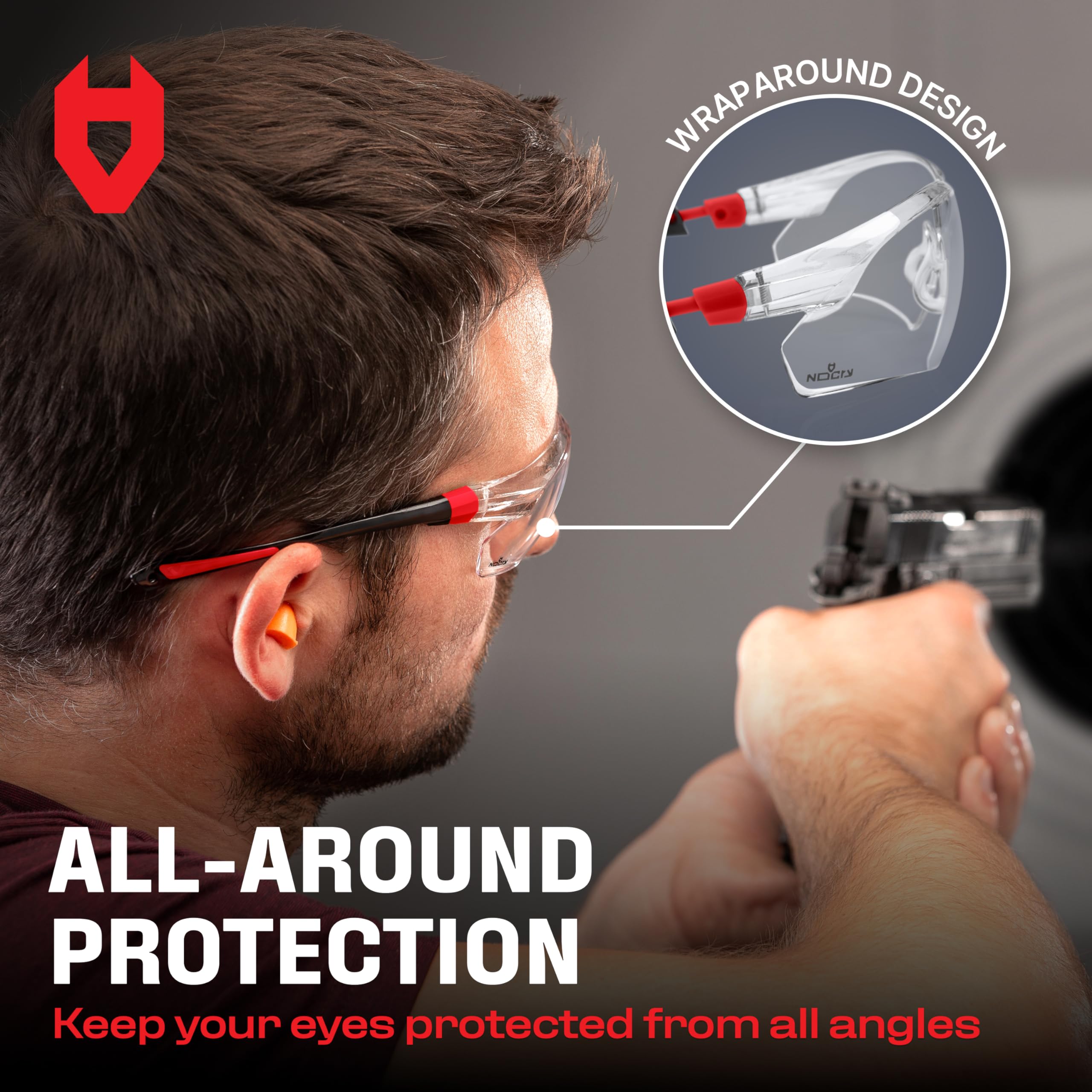 NoCry non-slip grip on temples keeps glasses in place during activity.