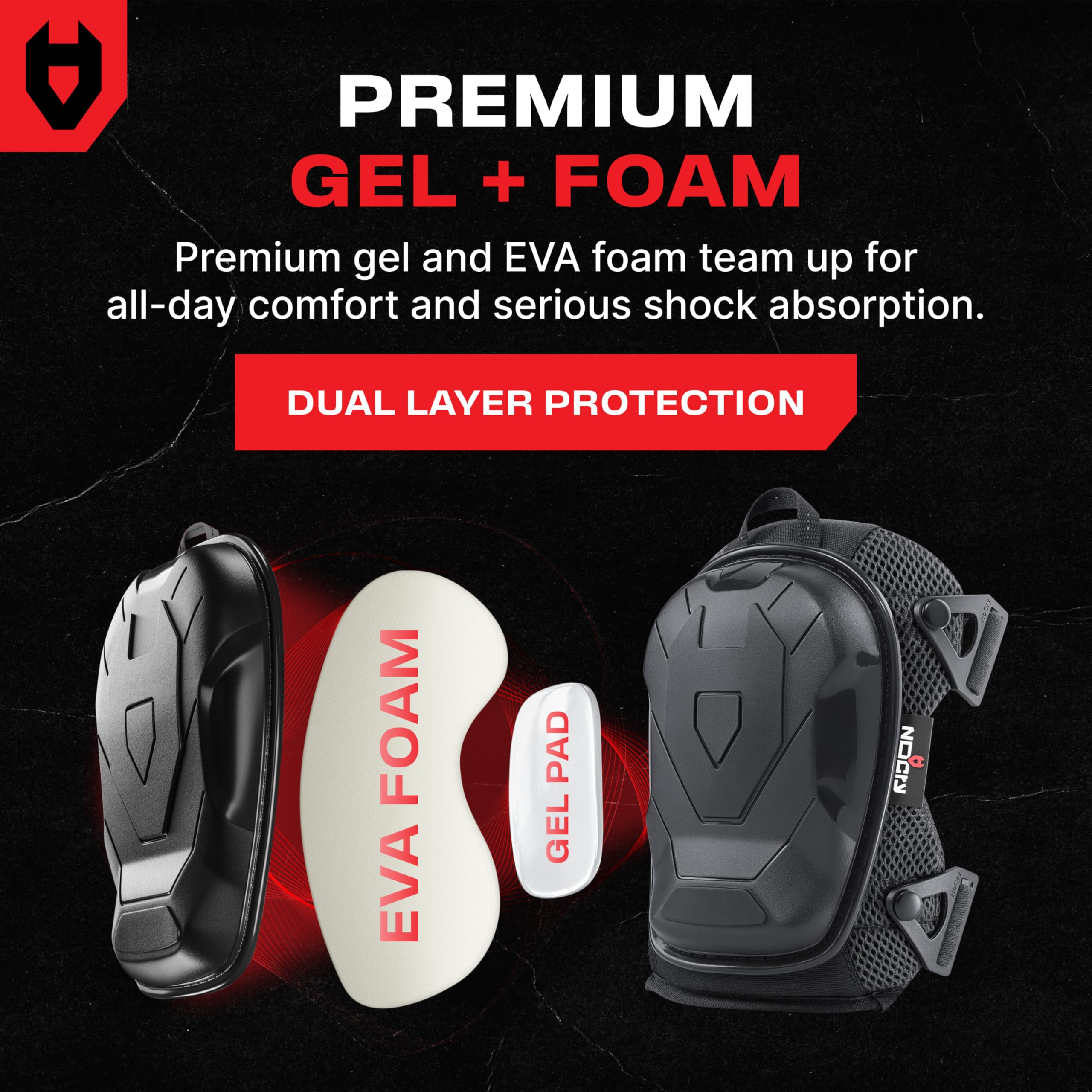 NoCry high-density foam provides durable, long-lasting knee protection.