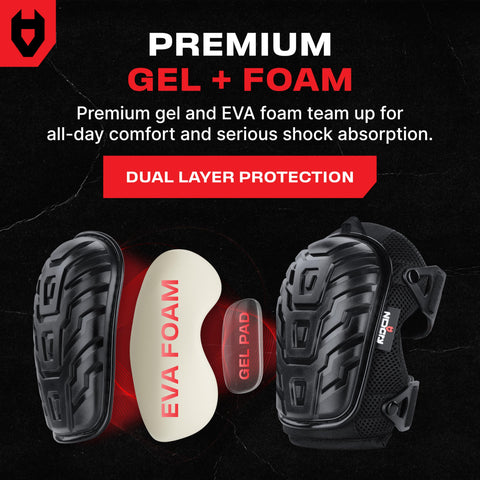 Heavy-duty cap on NoCry knee pads provides durable protection at rugged job sites