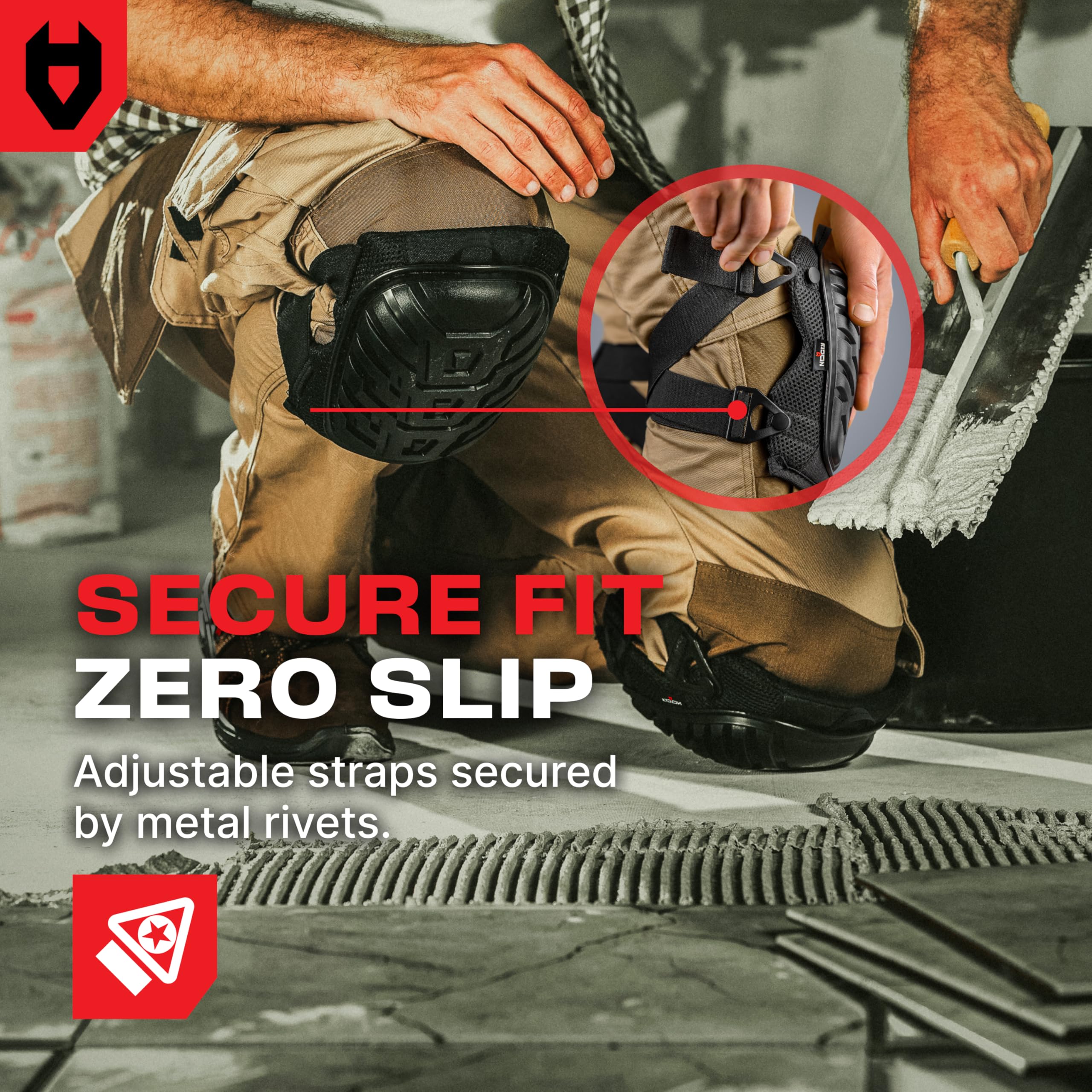 Quick-slip-on view demonstrates easy on/off and adjustable buckles for convenience