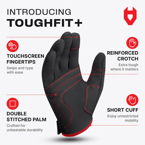 NoCry gloves show thumb crotch reinforcement for durable grip in tight spaces.