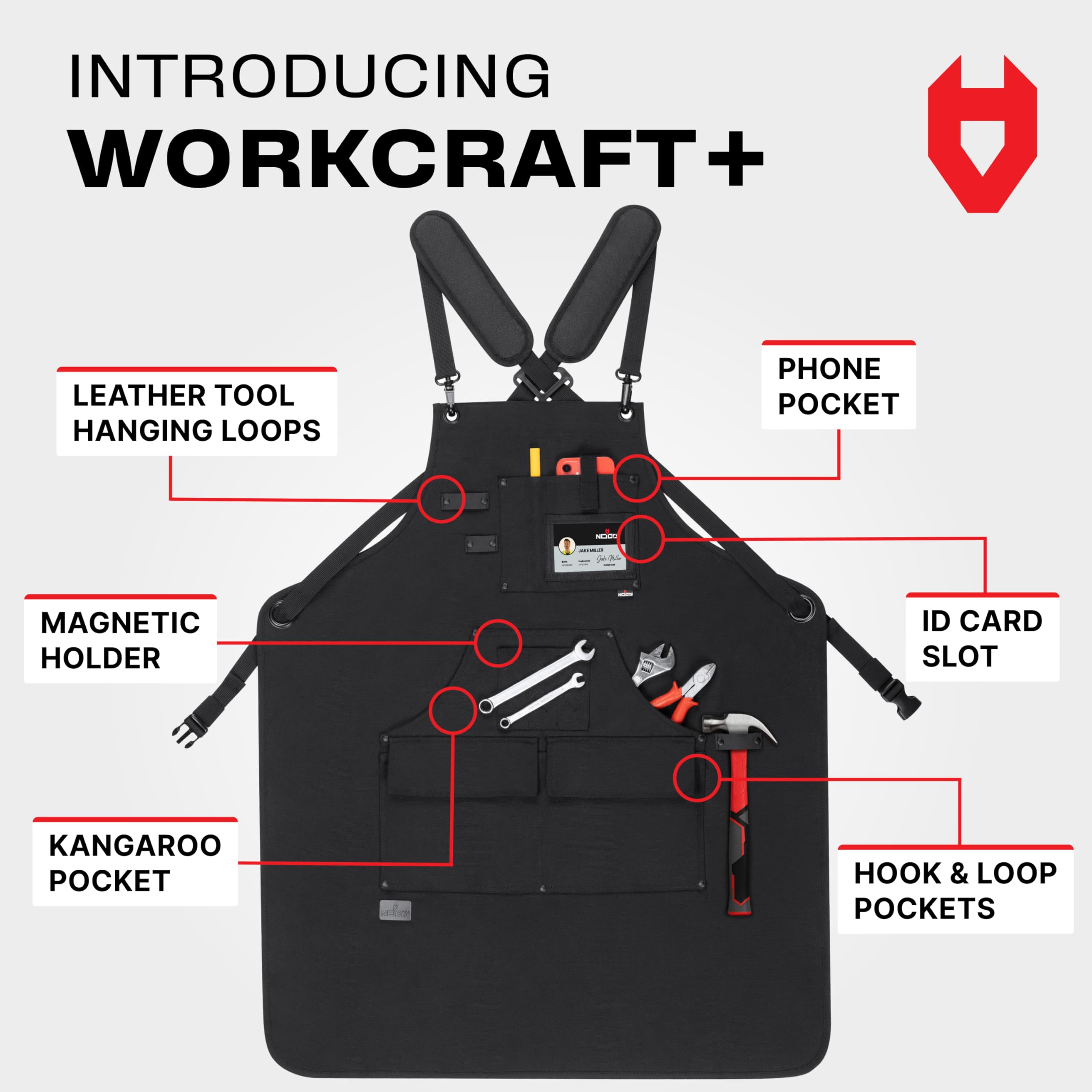 NoCry apron reinforced pockets keeping tools secure and durable during work.