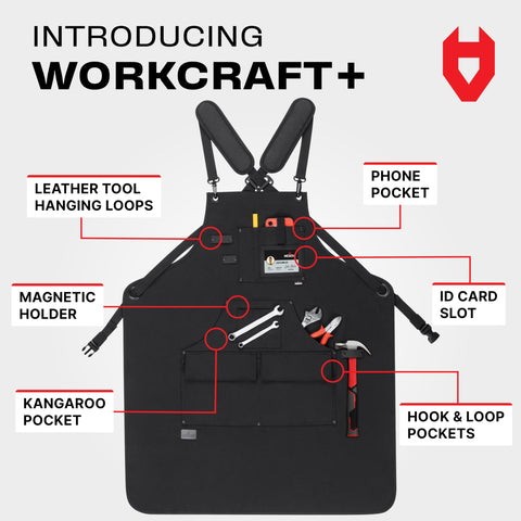 NoCry apron reinforced pockets keeping tools secure and durable during work.