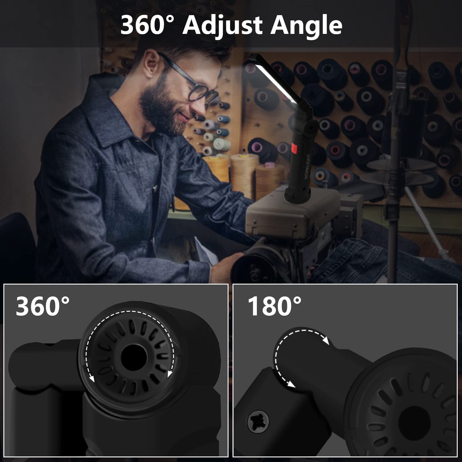 NODINIHU 360° rotation brightens hard-to-reach corners.