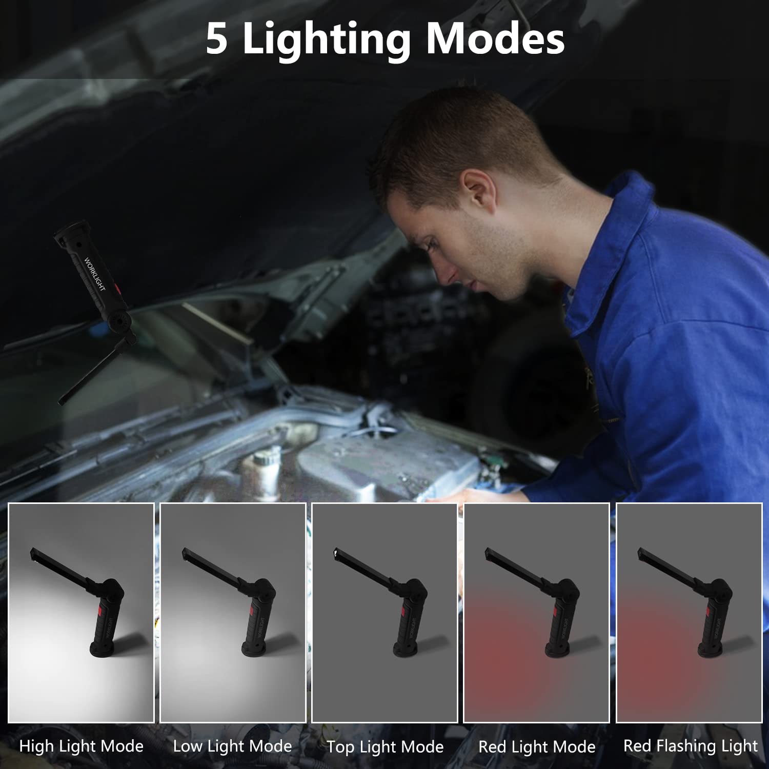 NODINIHU light hangs easily for flexible placement during repairs.