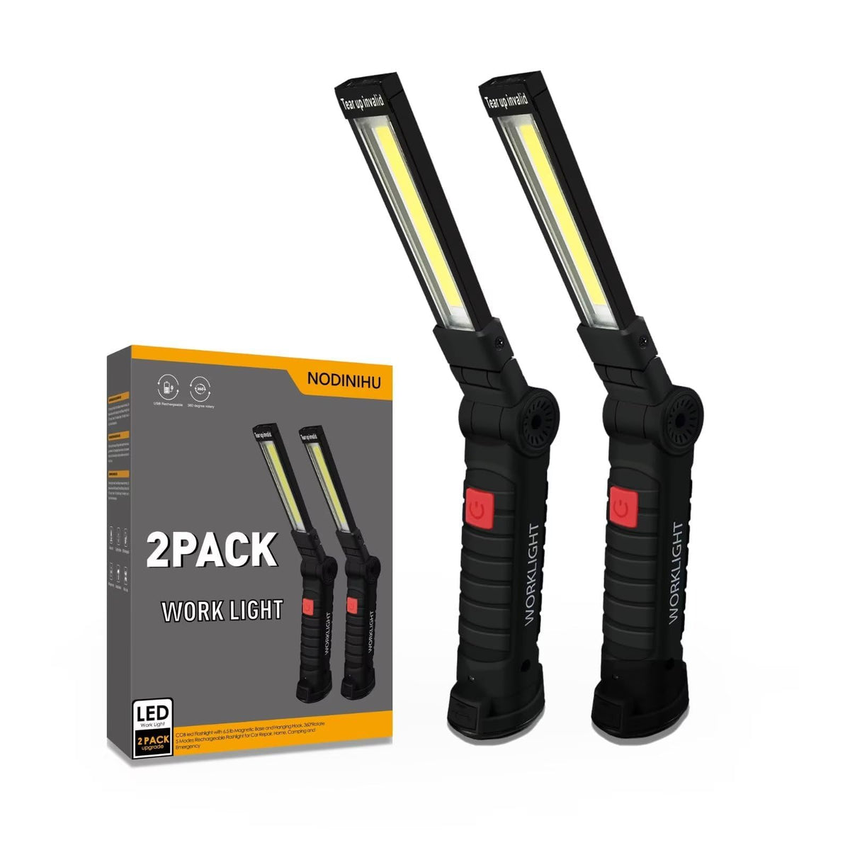 NODINIHU Working Light with magnetic base offers hands-free metal surface illumination.