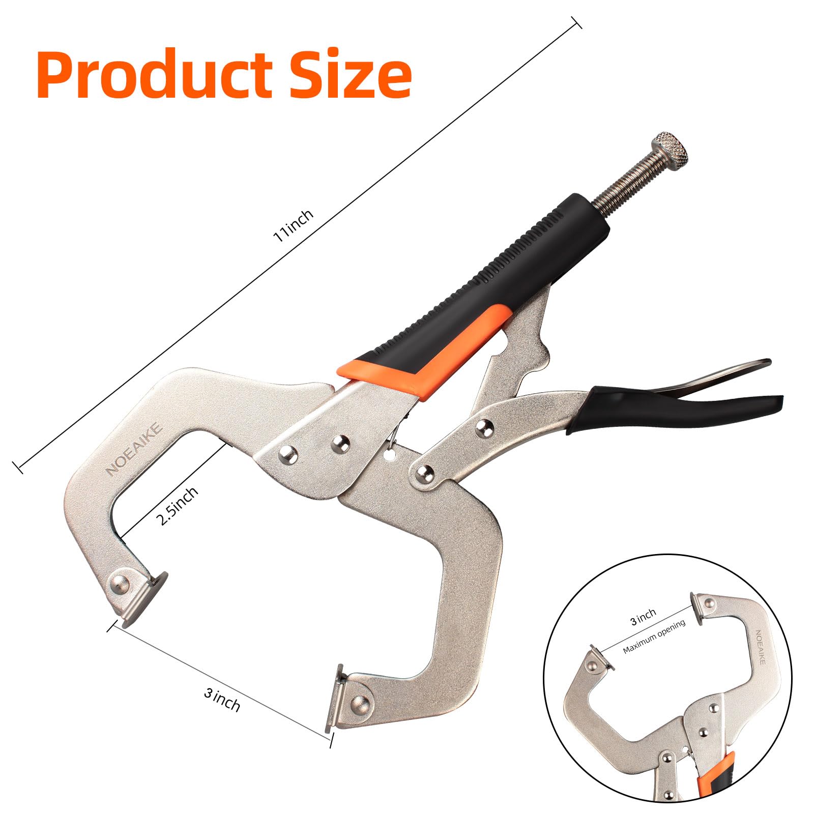NOEAIKE clamp open jaw highlighting adjustable reach and grip.