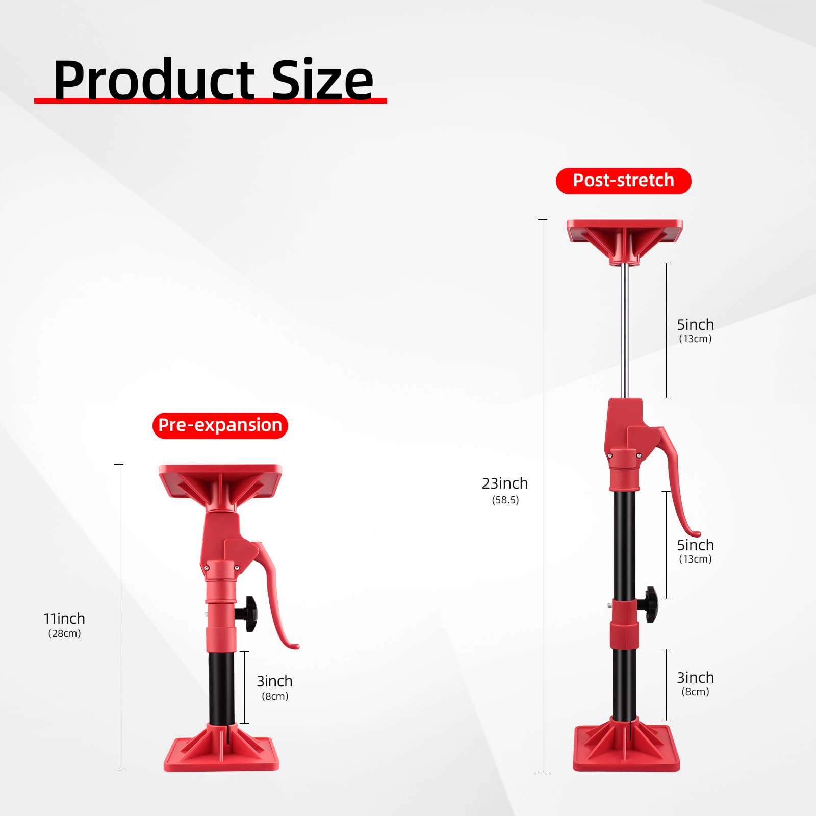 NOEAIKE cabinet jack height adjustment from 11 to 23 inches for flexible cabinet fitting.