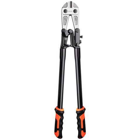 NOEAIKE 24 inch bolt cutter in a rugged metalworking setting ready for use